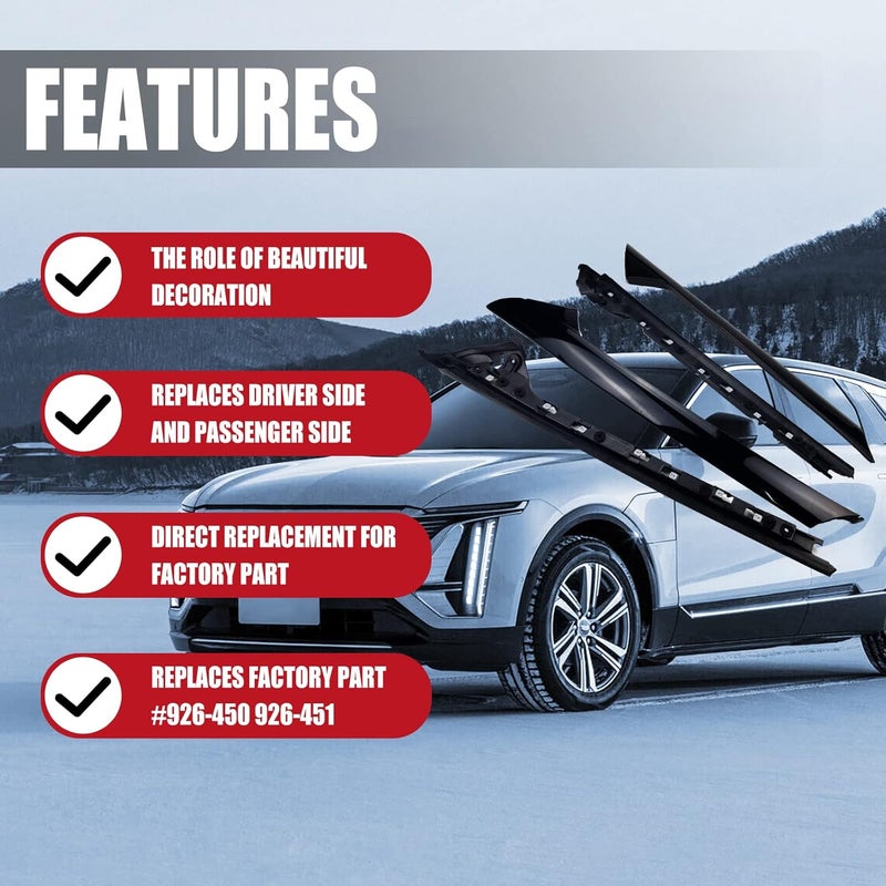 FEXON Windshield A-Pillar Molding Trim Kit Left Driver Right Passenger Side Compatible with Ford Explorer 2011-2019 Replaces 926-450 926-451 4 Pcs - Image 2